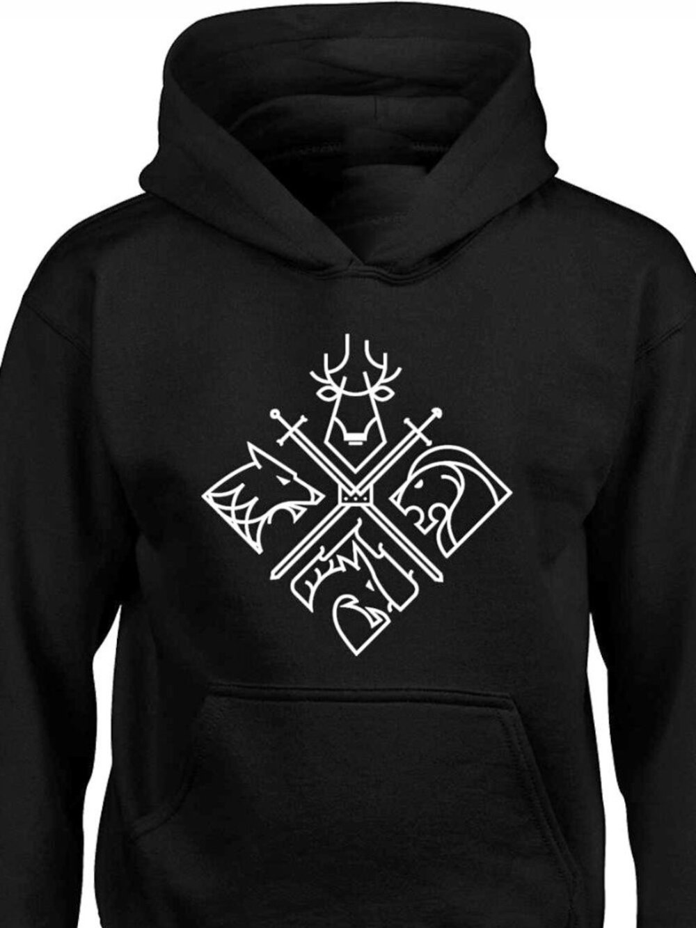 New Four Houses Of Thrones Black Hoodie Fleece Sweatshirt